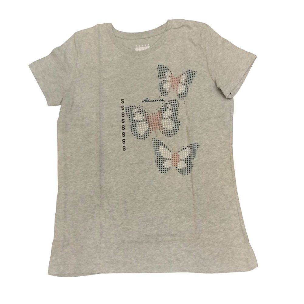 America Butterflies Ladies Heather Gray NEW Ladies Short Sleeve Tee S, M, L, XL